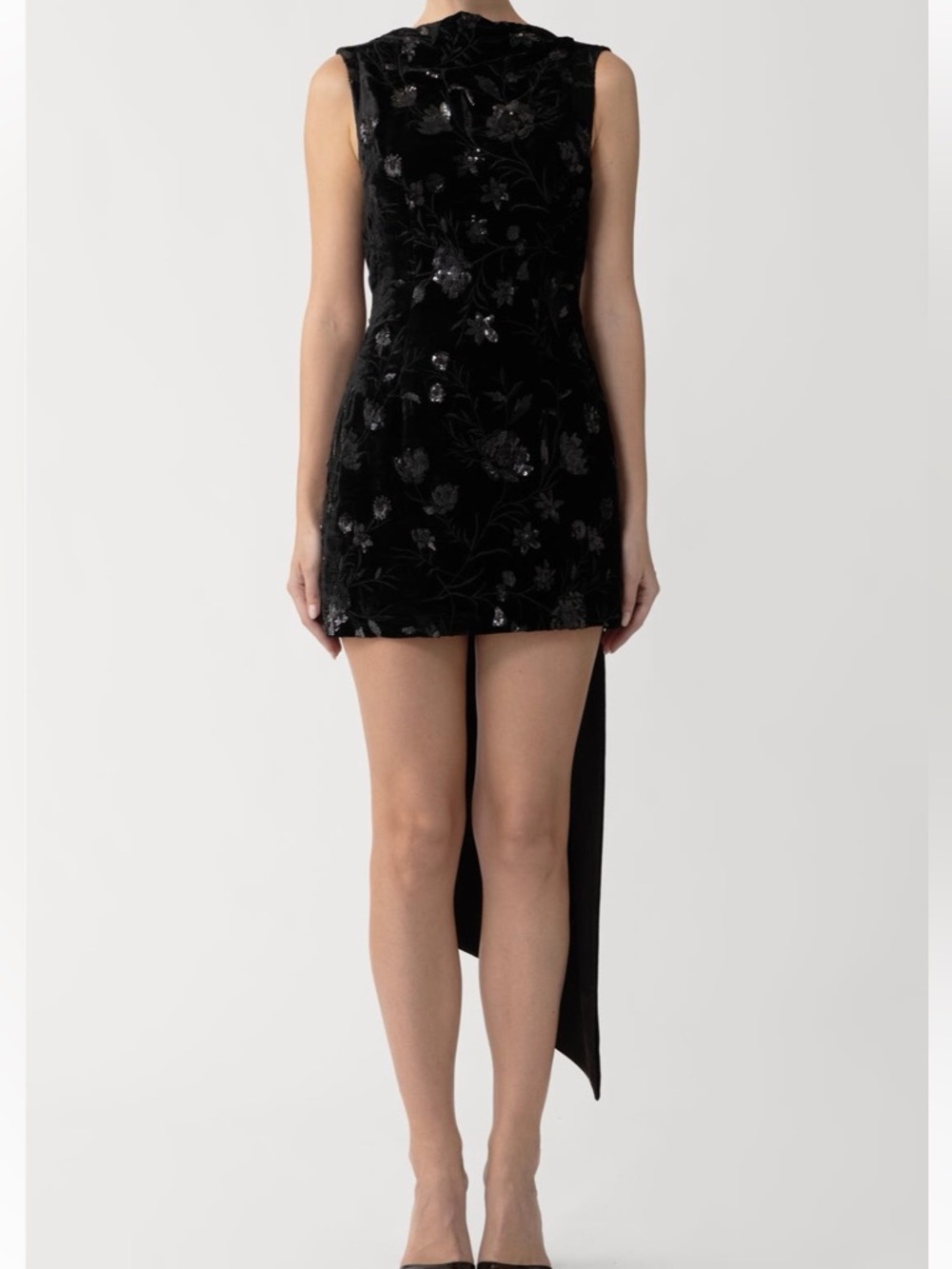 New Sau Lee Floral Sequin Velvet Mini Dress